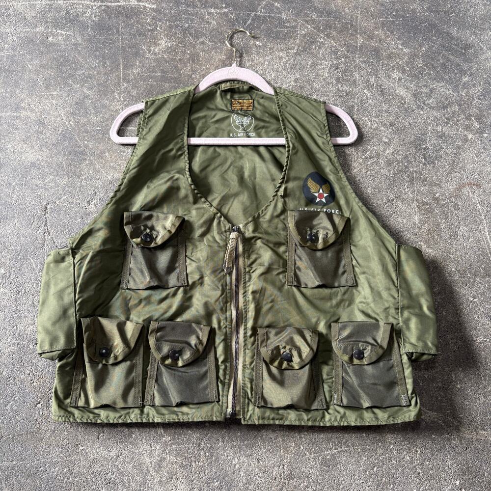 Vintage Air Force Vest Mens XL Green OG 107 E-1 Radio Carrier 50s Korean War USA